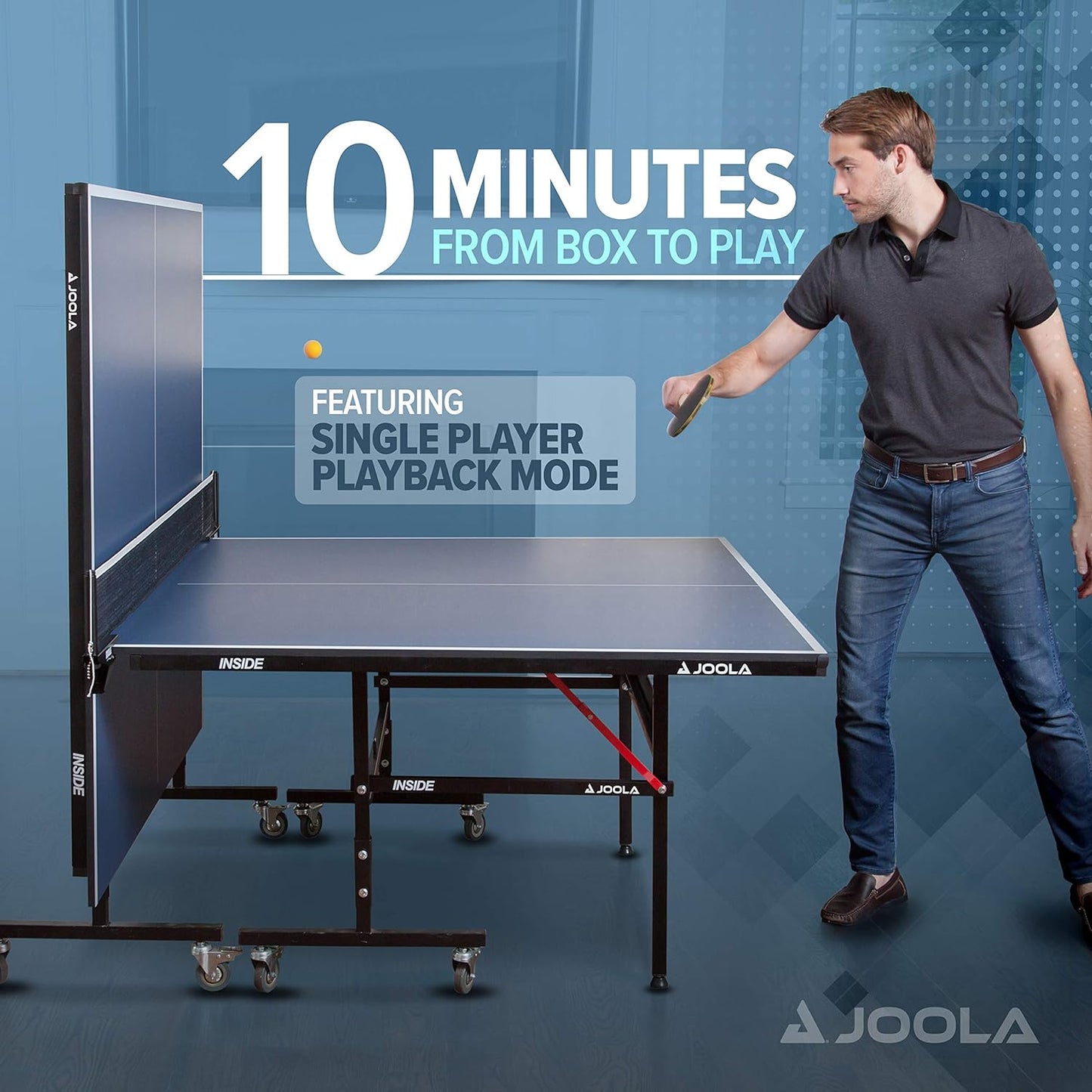 inside Professional MDF Indoor Ping Pong Table with Quick Clamp Table Tennis Net and Post Set - 10 Minute Easy Assembly - Tournament Quality - Foldable with Single Player Playback Mode